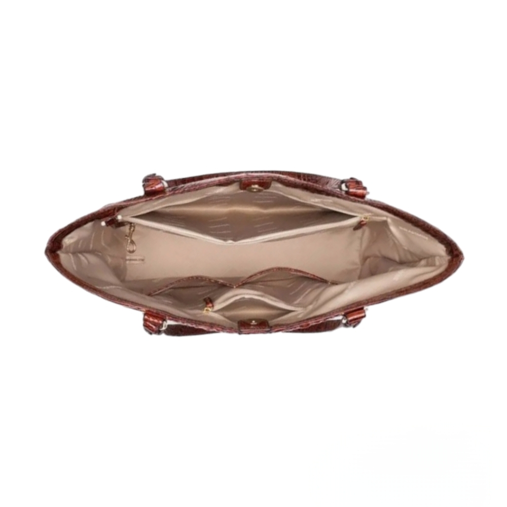 Brahmin Pecan Pipa Genuine Leather Tote Bag - Picture 5 of 10